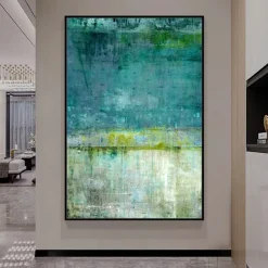Mintura Handmade Green Abstract Oil Paintings On Canvas Modern Wall Art Room Decoration Picture For Home Decor Rolled Frameless Unstretched Painting