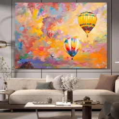 Mintura Handmade Hot Air Balloon Oil Paintings On Canvas Wall Art Decoration Modern Abstract Picture For Home Decor Rolled Frameless Unstretched Painting