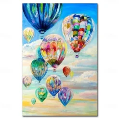 Mintura Handmade Hot Air Balloon Oil Paintings On Canvas Wall Art Decoration Modern Abstract Picture For Home Decor Rolled Frameless Unstretched Painting