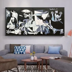Mintura Handmade Pablo Picasso Famous Guernica Oil Paintings On Canvas Home Decoration Modern Wall Art Abstract Portrait Picture For Home Decor Rolled Frameless Unstretched Painting