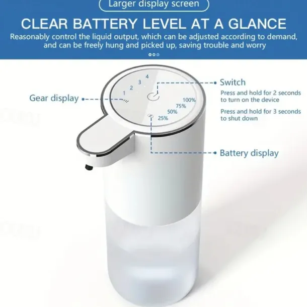 380mL Capacity Automatic Soap Dispenser - Touchless USB Rechargeable and Motion-Sensing Technology