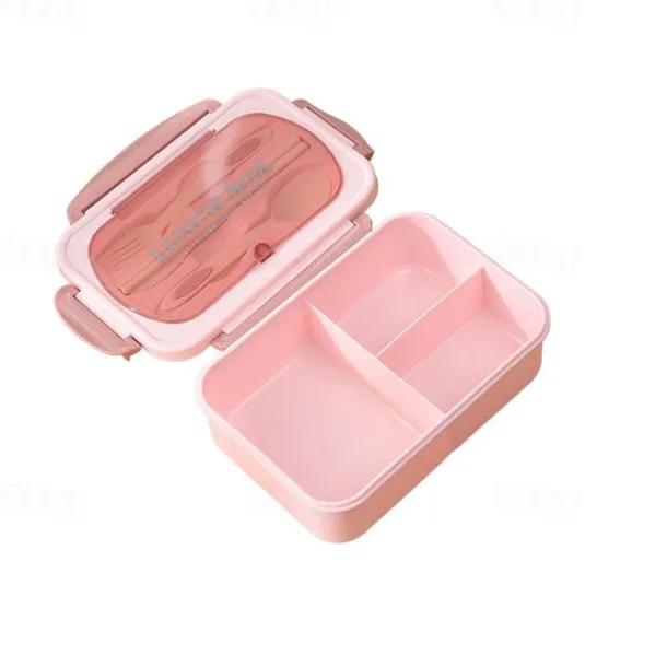 1000ML Lunch Box with Tableware for Office Workers, Square Divided Microwave Oven Bento Box, Leakproof Food Container, Back School Home Kitchen Supplies