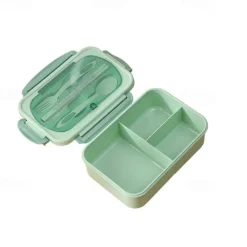 1000ML Lunch Box with Tableware for Office Workers, Square Divided Microwave Oven Bento Box, Leakproof Food Container, Back School Home Kitchen Supplies