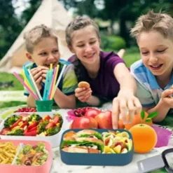 1000ML Lunch Box with Tableware for Office Workers, Square Divided Microwave Oven Bento Box, Leakproof Food Container, Back School Home Kitchen Supplies