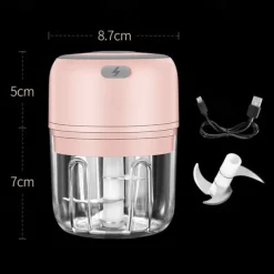 100/250mL Mini Portable Electric Garlic Chopper USB Charging Ginger Masher Machine Sturdy Durable Chili Vegetable Crusher Kitchen Tools Kitchen Accessories