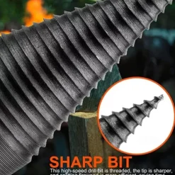 38mm (1.45IN) Drill Bit Chop Wood Splitting Tool Cone Log Splitters Breaking Machine Breaker Firewood Chopper