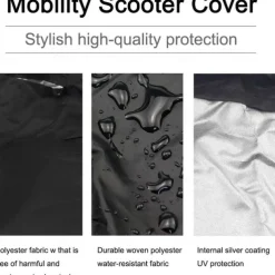 Mobility Scooter Storage Cover Waterproof, Wheelchair Storage Cover for Travel 3&4 Wheels Electric Scooter 190T Polyester Taffeta Protector from Dust Rain Sun