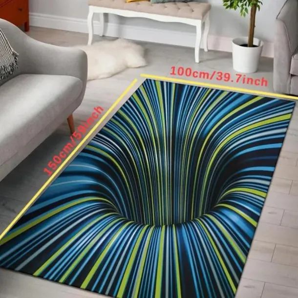 Modern Abstract 3D Vortex Area Rug Thickened Imitation Cashmere Living Room Simple Bedroom Full Bedside Blanket Sofa Home Coffee Table Non-slip Mat