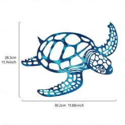 Modern Creative Iron Decorative Turtle Hanger Colorful Spray Metal Material Wall Decoration Turtle Tropical Ocean Style Decorative Wall Hanger
