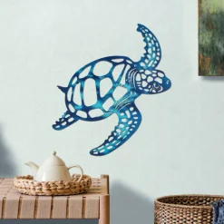 Modern Creative Iron Decorative Turtle Hanger Colorful Spray Metal Material Wall Decoration Turtle Tropical Ocean Style Decorative Wall Hanger