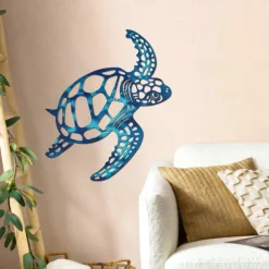 Modern Creative Iron Decorative Turtle Hanger Colorful Spray Metal Material Wall Decoration Turtle Tropical Ocean Style Decorative Wall Hanger