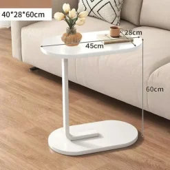 Modern C-Shaped Sofa Side Table & Coffee Table - Durable Wood & Iron Construction, 4 Colors (Walnut/Oak/Black/White) - Sturdy Frame for Living Room, Bedroom, RV & Balcony Decor