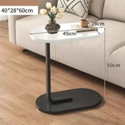 Modern C-Shaped Sofa Side Table & Coffee Table - Durable Wood & Iron Construction, 4 Colors (Walnut/Oak/Black/White) - Sturdy Frame for Living Room, Bedroom, RV & Balcony Decor