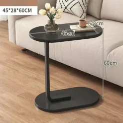 Modern C-Shaped Sofa Side Table & Coffee Table - Durable Wood & Iron Construction, 4 Colors (Walnut/Oak/Black/White) - Sturdy Frame for Living Room, Bedroom, RV & Balcony Decor