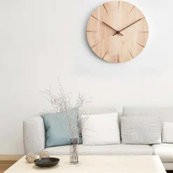 Modern Digital Round Wood Wall Clock Design Silent Fashion Wall Clock Living Room Wall Decoration Home Decoration Gift Wall Clock 30 CM