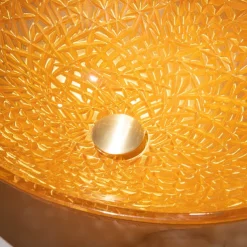 Modern Luxury Art Orange Oval Die Cast Glass Wash Basin With Faucet, Basin Holder And Drain