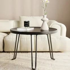 Modern Small Round Folding Coffee Table Tray Surface, 3 Legs, Suitable for Compact Spaces, Bedrooms and Living Rooms