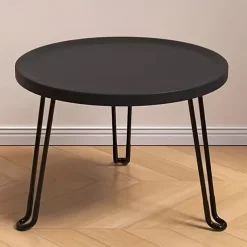 Modern Small Round Folding Coffee Table Tray Surface, 3 Legs, Suitable for Compact Spaces, Bedrooms and Living Rooms