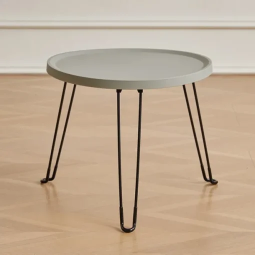 Modern Small Round Folding Coffee Table Tray Surface, 3 Legs, Suitable for Compact Spaces, Bedrooms and Living Rooms