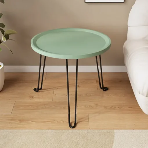 Modern Small Round Folding Coffee Table Tray Surface, 3 Legs, Suitable for Compact Spaces, Bedrooms and Living Rooms