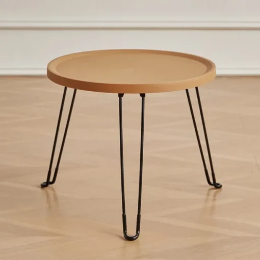 Modern Small Round Folding Coffee Table Tray Surface, 3 Legs, Suitable for Compact Spaces, Bedrooms and Living Rooms
