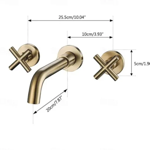 Modern Utility Sink Laundry Chrome Gold Black Faucet with Rotatable Spout, Wall Mount Two Handles Three Holes Wash Basin Tap with Hot and Cold Water Switch, Laundry Tub Pot Filler Commercial Faucet