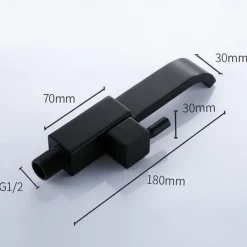 Modern Utility Sink Laundry Chrome Black Faucet, Wall Mount Long Spout One Handle One Hole Wash Basin Tap with Hot and Cold Water Hoses, Laundry Tub Pot Filler Commercial Faucet with Ceramic Valve