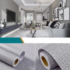 Modern Vinyl Waterproof Removable Smooth Wallpaper Sticker Self-Adhesive Contact Paper for Furniture Stickers Kitchen Living Room 300x60cm