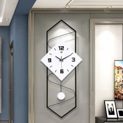 Modern Wall Clock with Pendulum Non Ticking Silent Wall Clocks for Living Room Decor Large Wooden Dial Pendulum Wall Clock 30*70 CM