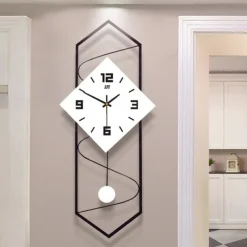 Modern Wall Clock with Pendulum Non Ticking Silent Wall Clocks for Living Room Decor Large Wooden Dial Pendulum Wall Clock 30*70 CM