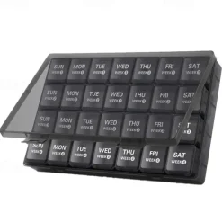 Monthly Pill Organizer 28 Day, Pill Box, Medicine Organizer, Organized By Week, Large 4-Week Pill Container With Dust-Proof Case For Fish Oils, Vitamins, Supplements