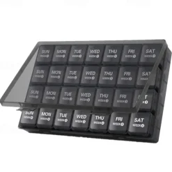 Monthly Pill Organizer 28 Day, Pill Box, Medicine Organizer, Organized By Week, Large 4-Week Pill Container With Dust-Proof Case For Fish Oils, Vitamins, Supplements