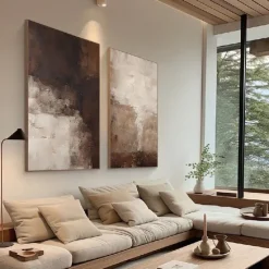 Morandi Color style oil painting Handpainted Brown and beige Textured painting art handmade Brown and beige Abstract art painting abstract Morandi wall decor Brown and beige Wall Art painting