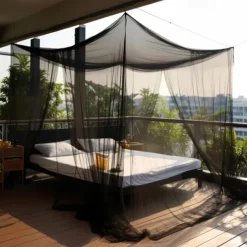 Mosquito Net for Bed Bed Canopy Single to King Size Bed 4 Side Openings & 6 Hanging Loops Decorative Rectangular Shape
