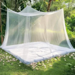 Mosquito Net for Single to King-Sized Beds, 2 Openings or Fully-Enclosed Bed Canopy, Rectangular White Universal Netting Canopy for Indoor Outdoor Use, Ideal for Home, Travel