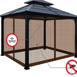 Mosquito Netting for Patio Canopy Umblla Scen Netting for Porch Patio and Outdoor Living Spaces 4-Panel Patio Scen Walls with Zipper