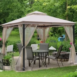 Mosquito Netting for Patio Canopy Umblla Scen Netting for Porch Patio and Outdoor Living Spaces 4-Panel Patio Scen Walls with Zipper