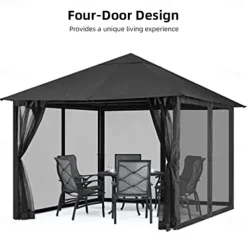 Mosquito Netting for Patio Canopy Umblla Scen Netting for Porch Patio and Outdoor Living Spaces 4-Panel Patio Scen Walls with Zipper