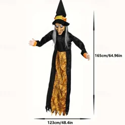 Motion-Activated Witch and Sound Sensing Halloween Bar Scene Decoration for Haunted House Atmosphere