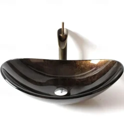 Mounting Ring Antique Tempered Glass Rectangular Vessel Sink Lavabo