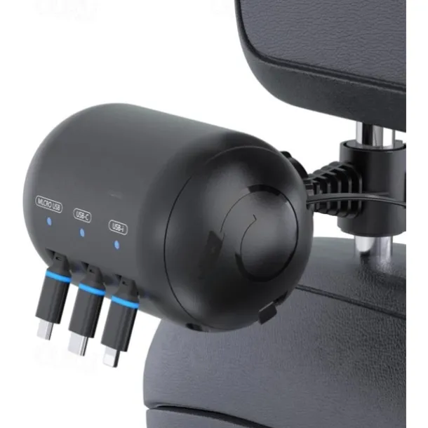Multi Car Retractable Backseat 3 in 1 Car Charging Station Box Compatible with All Phones, for Uber Taxi Lyft Turo Ride Share Customer Charging Dock Attach to Headrest