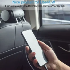 Multi Car Retractable Backseat 3 in 1 Car Charging Station Box Compatible with All Phones, for Uber Taxi Lyft Turo Ride Share Customer Charging Dock Attach to Headrest