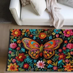 Multicolor Butterfly Area Rug Kitchen Mat Non-Slip Oil Proof Floor Mat Livingroom Rug Indoor Outdoor Mat Bedroom Decor Bathroom Mat Entrance Rug Door Mat