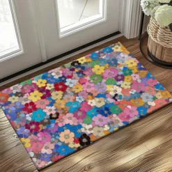 Multicolor Flowers Doormat Kitchen Mat Floor Mat Non-Slip Area Rug Oil Proof Rug Indoor Outdoor Mat Bedroom Decor Bathroom Mat Entrance Rug