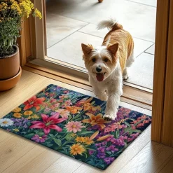 Multicolor Flowers Doormat Kitchen Mat Floor Mat Non-Slip Area Rug Oil Proof Rug Indoor Outdoor Mat Bedroom Decor Bathroom Mat Entrance Rug