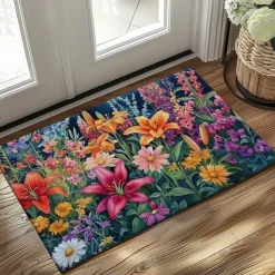 Multicolor Flowers Doormat Kitchen Mat Floor Mat Non-Slip Area Rug Oil Proof Rug Indoor Outdoor Mat Bedroom Decor Bathroom Mat Entrance Rug