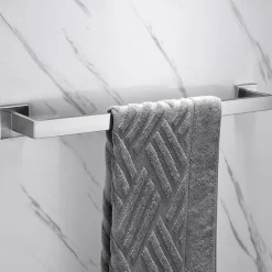 Multifunction Bathroom Accessory Set Include Towel Bar Toilet Brush Holder Robe Hook and Toilet Paper Holder Contemporary Stainless Steel for Bathroom Wall Mounted Silvery 4pcs