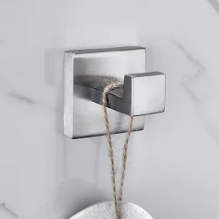 Multifunction Bathroom Accessory Set Include Towel Bar Toilet Brush Holder Robe Hook and Toilet Paper Holder Contemporary Stainless Steel for Bathroom Wall Mounted Silvery 4pcs