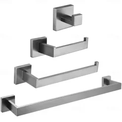 Multifunction Bathroom Accessory Set Include Towel Bar Toilet Paper Holder and Robe Hooks Stainless Steel Bathroom Shelf Wall Mounted 1or3or4 pcs