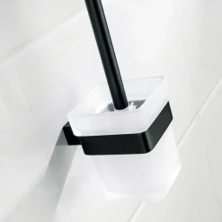 Multifunction Bathroom Accessory 1pc Include Towel Bar/Robe Hook/Towel Rack/Toothbrush Holder/Soap Dishes and Bath Shelf Stainless Steel Wall Mounted Matte Black